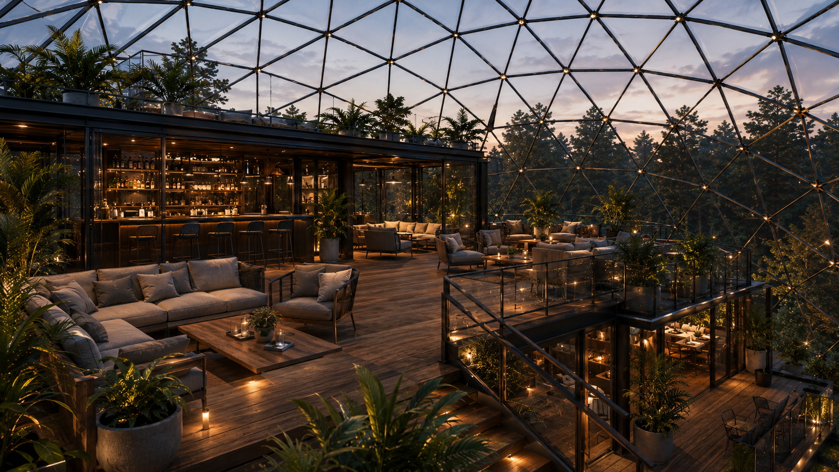 30 m transparent roof over a large modular complex